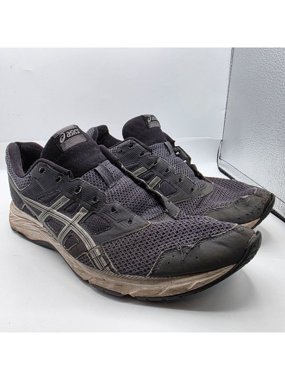 Asics Gel Contend 5 Extra Wide Mens Size 13 Black Gray Running Shoes Athletic
